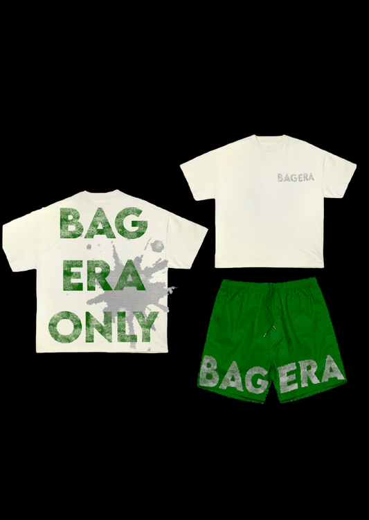 Nylon shorts set Nude and green