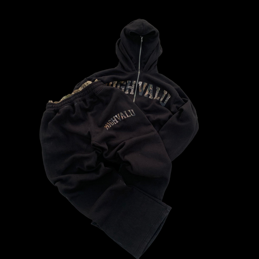 Black Skimask zip up set