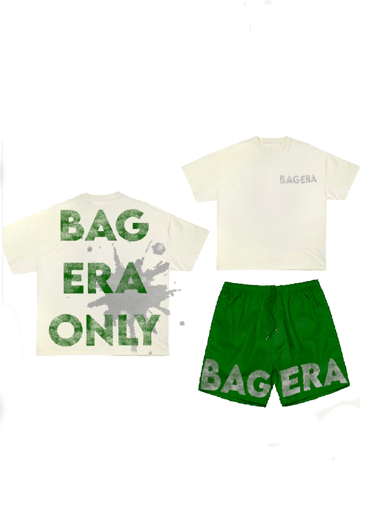 Nylon shorts set Nude and green